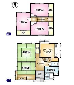 Floor plan. 16.5 million yen, 5DK, Land area 508.24 sq m , Building area 99.36 sq m