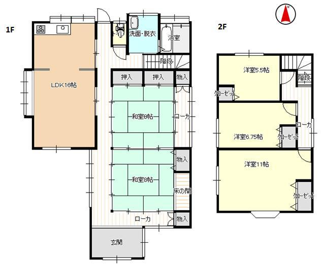 Floor plan. 14,480,000 yen, 5LDK, Land area 198.69 sq m , Building area 150.13 sq m