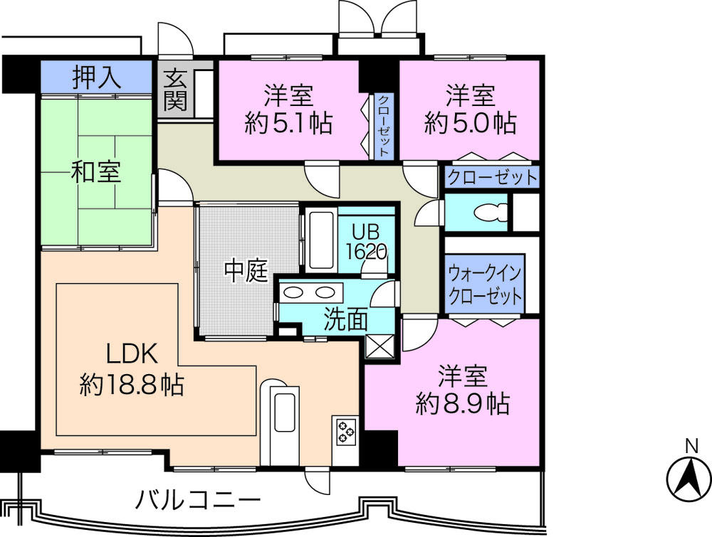 Floor plan. 4LDK, Price 18,800,000 yen, Footprint 104.95 sq m , Balcony area 16.68 sq m