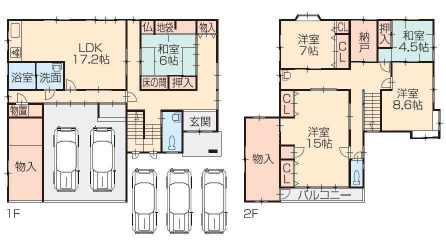 Floor plan. 21,800,000 yen, 5LDK + 2S (storeroom), Land area 241.32 sq m , Building area 239.17 sq m