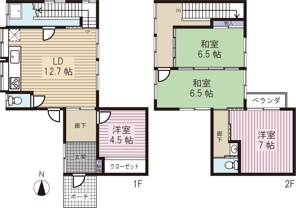 Floor plan. 12.8 million yen, 4LDK, Land area 117.39 sq m , Building area 91.08 sq m