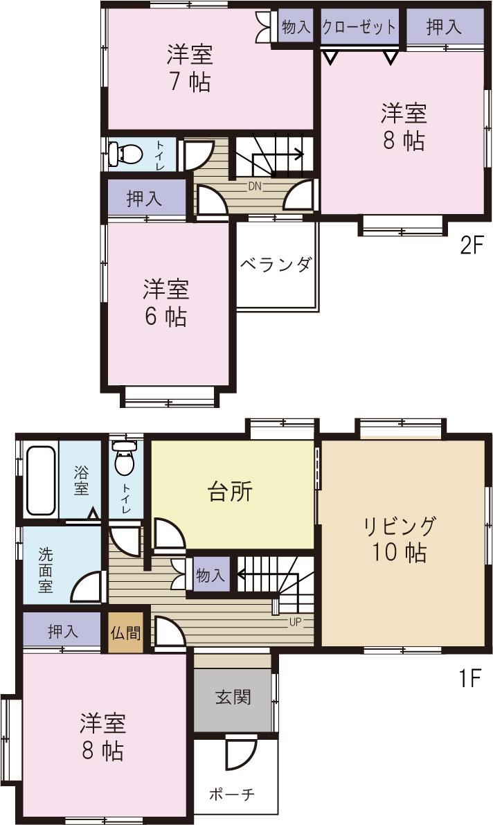 Floor plan. 9.8 million yen, 4LDK, Land area 224.49 sq m , Building area 109.5 sq m