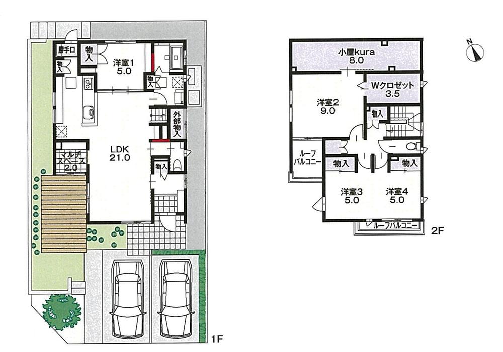 Floor plan. 37,380,000 yen, 4LDK, Land area 164.13 sq m , Building area 125.03 sq m All rooms housed + multi-space