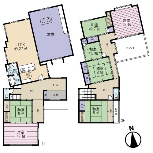 Floor plan. 13.5 million yen, 7LDK, Land area 314 sq m , Building area 273.66 sq m