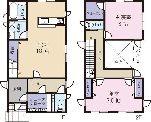 Floor plan. 21.5 million yen, 2LDK, Land area 173.57 sq m , Building area 101.85 sq m