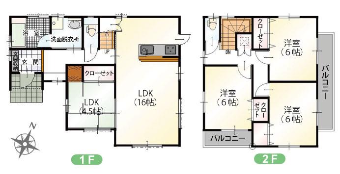 Floor plan. 25,500,000 yen, 4LDK, Land area 181 sq m , Building area 98.53 sq m Takenouchi condominiums Floor plan
