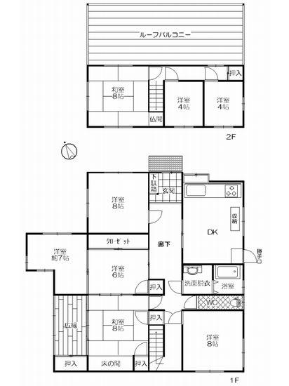 Floor plan. 15.8 million yen, 8DK, Land area 1,214.88 sq m , Building area 174.53 sq m