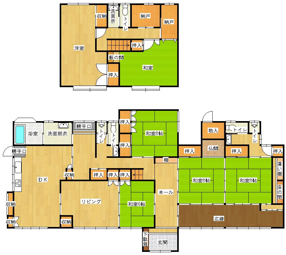 Floor plan. 24,800,000 yen, 6LDK + 2S (storeroom), Land area 1,280.76 sq m , Building area 281.47 sq m