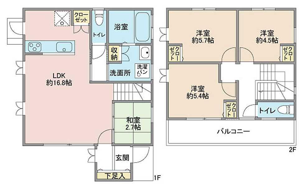 Floor plan. 21,470,000 yen, 4LDK, Land area 131.85 sq m , Building area 87.42 sq m 4LDK, Land area 131.85m2 (39.88 square meters), Building area 87.42m2 (26.44 square meters)