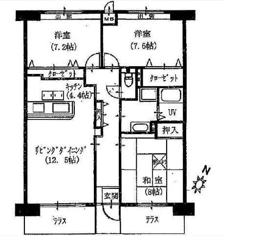 Floor plan. 3LDK, Price 15.9 million yen, Occupied area 93.98 sq m , Balcony area 62.3 sq m