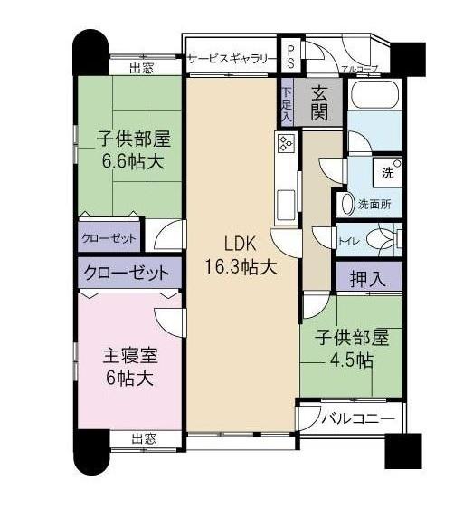 Floor plan. 3LDK, Price 11 million yen, Occupied area 75.45 sq m , Balcony area 7.27 sq m