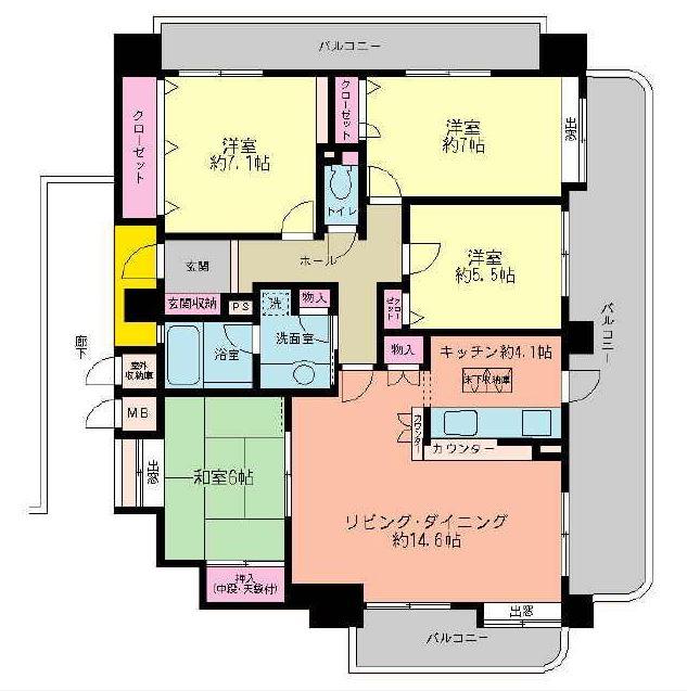 Floor plan. 4LDK, Price 18.6 million yen, Occupied area 94.11 sq m