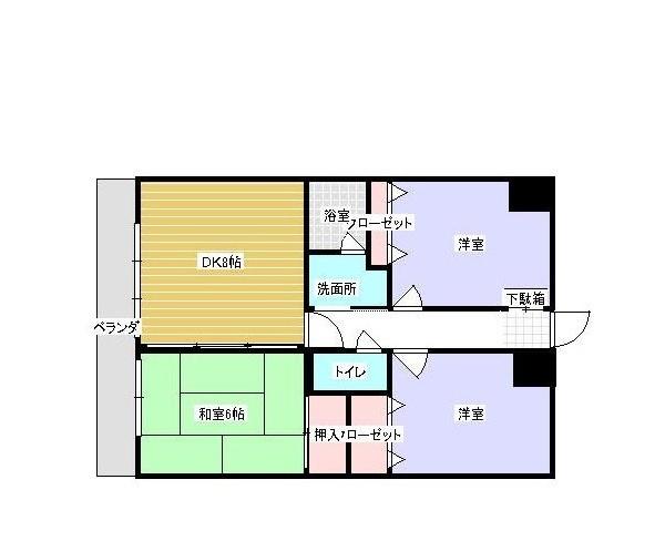 Floor plan. 3DK, Price 9.8 million yen, Occupied area 52.75 sq m , Balcony area 11.11 sq m
