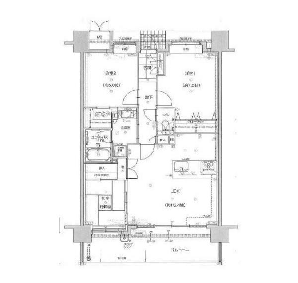 Floor plan. 3LDK, Price 22 million yen, Occupied area 75.26 sq m , Balcony area 14.42 sq m