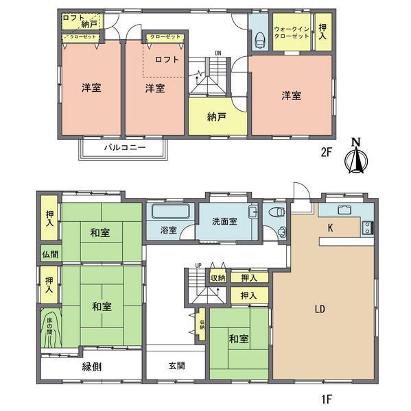 Floor plan. 22,800,000 yen, 6LDK+S, Land area 328.74 sq m , Building area 193.13 sq m