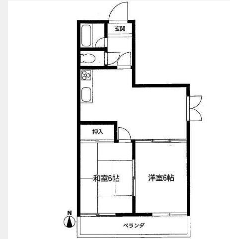 Floor plan. 2LDK, Price 9.3 million yen, Occupied area 43.54 sq m