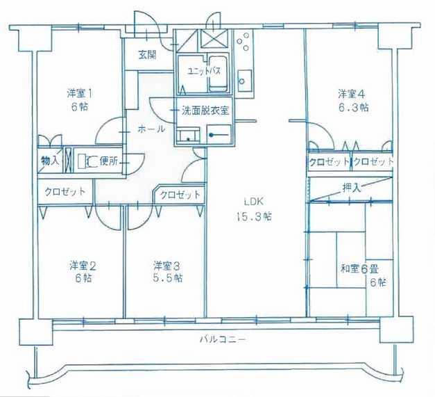 Floor plan. 5LDK, Price 15.5 million yen, Footprint 98.7 sq m , Balcony area 15.86 sq m
