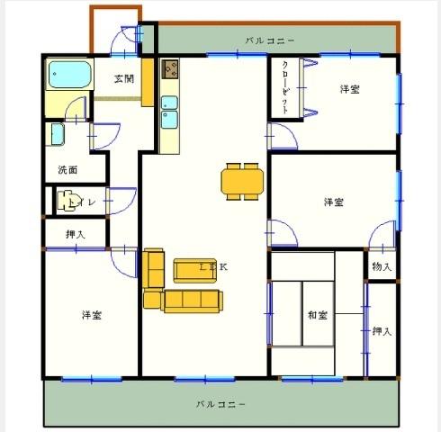 Floor plan. 4LDK, Price 12.5 million yen, Occupied area 82.44 sq m , Balcony area 21.27 sq m