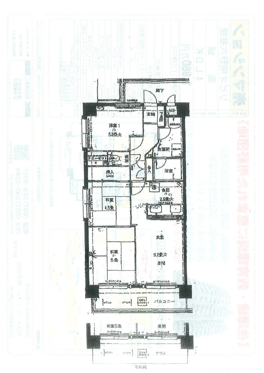 Floor plan. 3LDK, Price 8.9 million yen, Occupied area 65.26 sq m , Balcony area 9 sq m current state priority