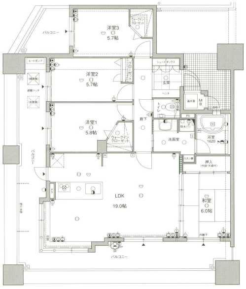 Floor plan. 4LDK, Price 31,800,000 yen, Occupied area 94.06 sq m , Balcony area 46.69 sq m