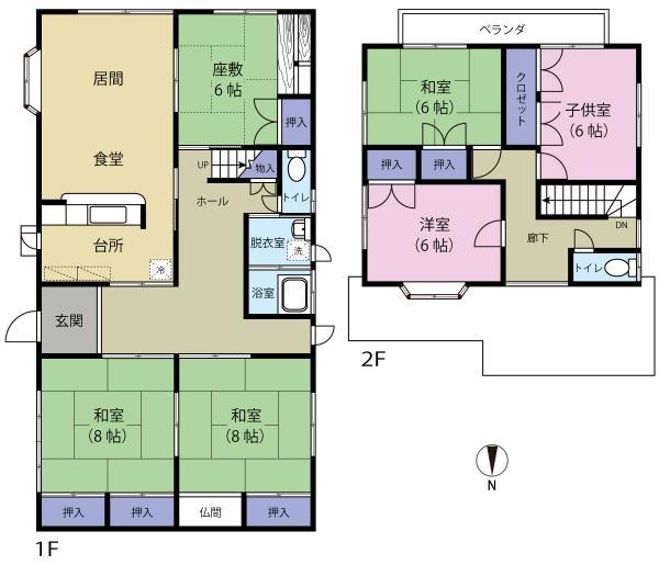 Floor plan. 12.8 million yen, 6LDK, Land area 376.59 sq m , Building area 156.84 sq m