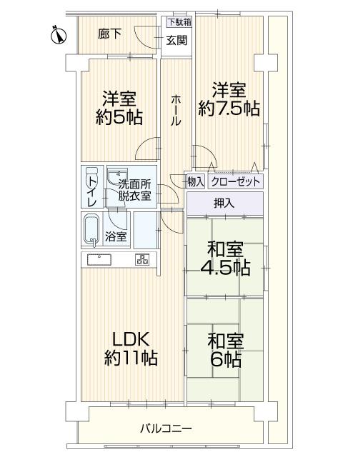 Floor plan. 4LDK, Price 9.8 million yen, Occupied area 83.51 sq m , Balcony area 9.42 sq m