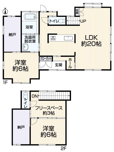 Floor plan. 17.8 million yen, 2LDK + 2S (storeroom), Land area 176.74 sq m , Building area 105.14 sq m