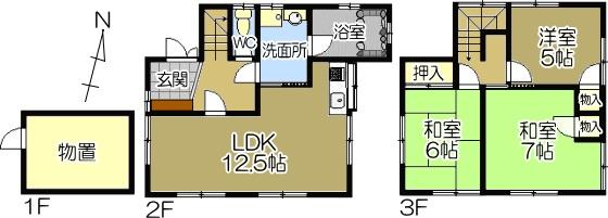 Floor plan. 5.8 million yen, 3LDK + S (storeroom), Land area 242.96 sq m , Building area 105 sq m