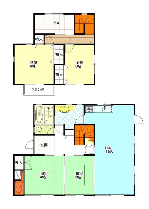 Floor plan. 21 million yen, 4LDK + S (storeroom), Land area 254.72 sq m , Building area 124.52 sq m