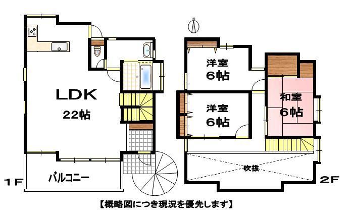 Floor plan. 6.8 million yen, 3LDK, Land area 109 sq m , Building area 107.21 sq m