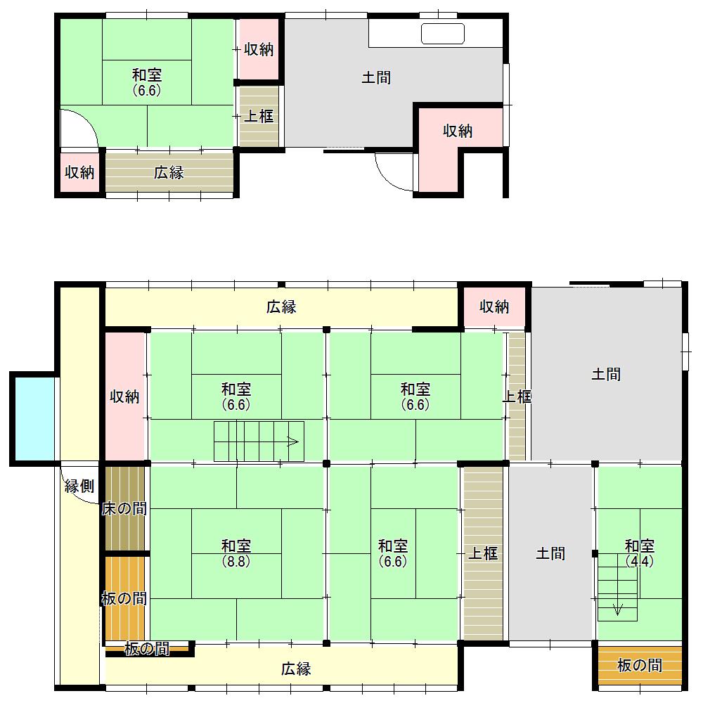 Floor plan. 9.8 million yen, 11K + S (storeroom), Land area 746.65 sq m , Floor plan of the first floor building area 173 sq m and away