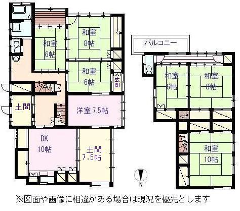Floor plan. 7.5 million yen, 7DK, Land area 178.43 sq m , Building area 196.58 sq m