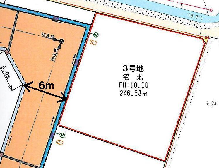 Compartment figure. Land price 9,305,000 yen, Land area 246.68 sq m 3 No. land (about 74.62 square meters)