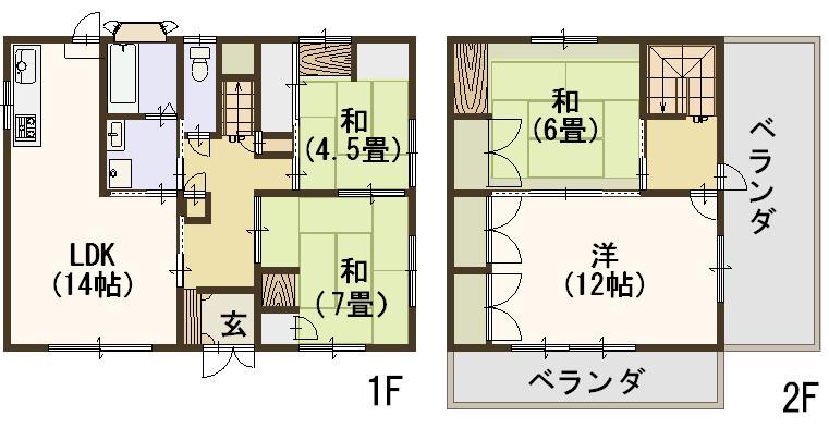 Floor plan. 19,800,000 yen, 4LDK, Land area 140.12 sq m , Building area 110.98 sq m