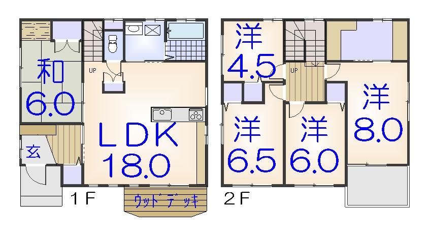 Floor plan. 23.8 million yen, 5LDK + S (storeroom), Land area 183.18 sq m , Building area 107.65 sq m