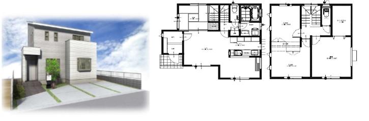 Building plan example (floor plan). Building plan example (No. 2 place) building price 15.3 million yen, Building area 100.47 sq m