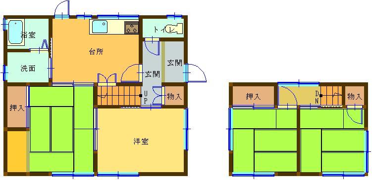 Floor plan. 7,850,000 yen, 4DK, Land area 197.06 sq m , Building area 84.5 sq m 4DK