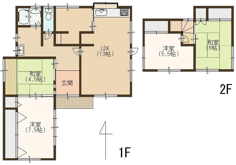 Floor plan. 15.5 million yen, 4LDK + S (storeroom), Land area 201.95 sq m , Building area 29.3 sq m