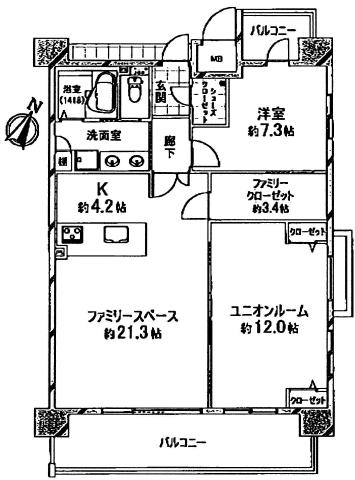 Floor plan. 2LDK, Price 24,800,000 yen, Occupied area 89.54 sq m , Balcony area 17.76 sq m