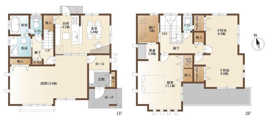 Floor plan. 29,800,000 yen, 3LDK + 2S (storeroom), Land area 168.21 sq m , Building area 134.75 sq m