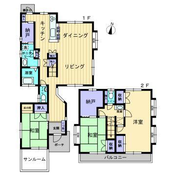 Floor plan. 14.9 million yen, 3LDK+S, Land area 419.71 sq m , You can change to 4LDK building area 129.9 sq m Western-style partition. 