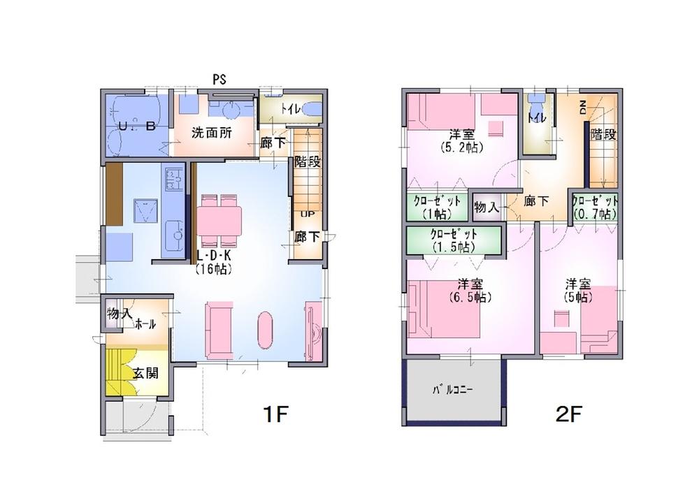 Floor plan. 22,480,000 yen, 3LDK + S (storeroom), Land area 100.9 sq m , Building area 87.78 sq m 1 ・ 2F floor plan