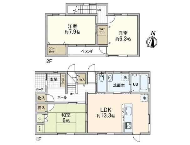 Floor plan. 18.5 million yen, 3LDK, Land area 166.78 sq m , Building area 27.89 sq m