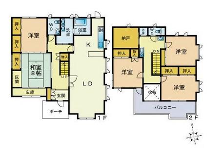 Floor plan. 24,800,000 yen, 5LDK + S (storeroom), Land area 232.15 sq m , Building area 175.15 sq m