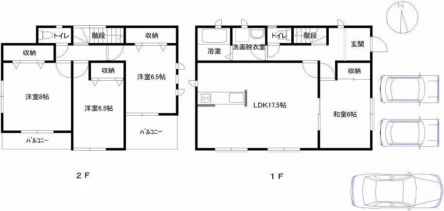 Floor plan. (Building 2), Price 27,800,000 yen, 4LDK, Land area 178.48 sq m , Building area 105.98 sq m