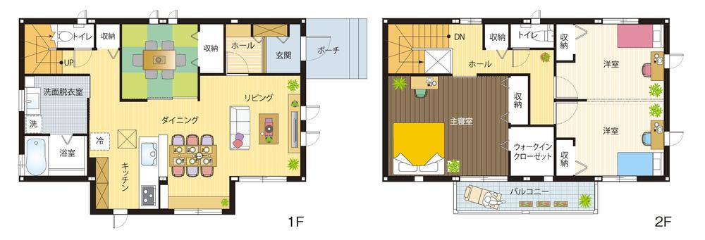 Floor plan. 29,800,000 yen, 4LDK + 2S (storeroom), Land area 185.59 sq m , Building area 112.53 sq m 1 ・ Second floor floor plan