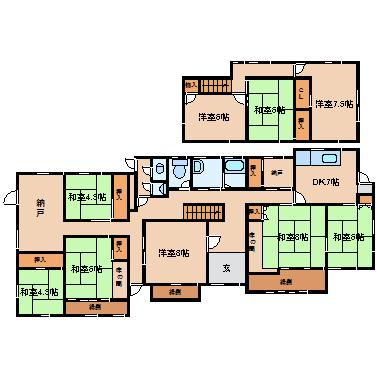 Floor plan. 8 million yen, 9DK, Land area 504.19 sq m , Building area 207.27 sq m