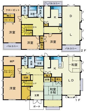 Floor plan. 54,800,000 yen, 5LDK, Land area 410.47 sq m , Building area 260.84 sq m