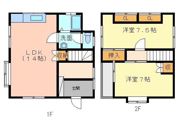 Floor plan. 9,450,000 yen, 3LDK, Land area 126.95 sq m , Building area 71.62 sq m