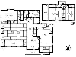 Floor plan. 19,800,000 yen, 4LDK + S (storeroom), Land area 354.66 sq m , Building area 202.46 sq m room is also suitable for a large number of people of your family because it is spread.